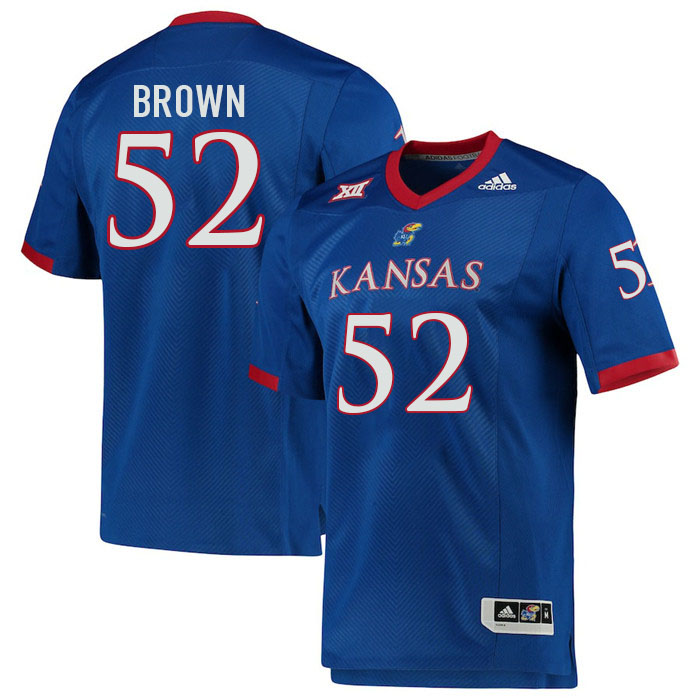 Men #52 Logan Brown Kansas Jayhawks College Football Jerseys Stitched Sale-Royal